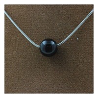 Steine Und MinéRaux. Halskette 1 Perle Schwarzer Obsidian 8 Mm Kette Stahl Inox