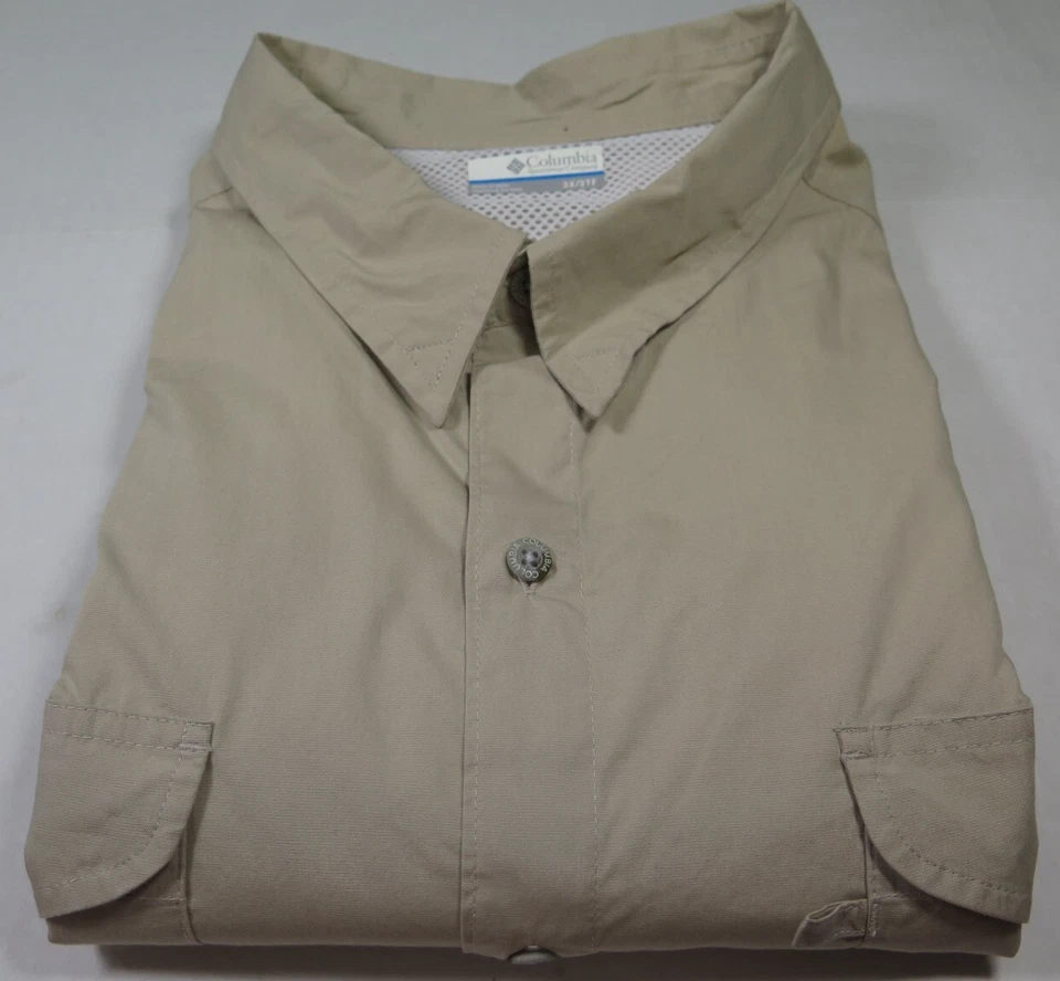 Camisa de pesca Columbia PFG algodón puro beige ventilada al aire libre XXXL 3XL Big Man usada en excelente estado Foto 4 de 4