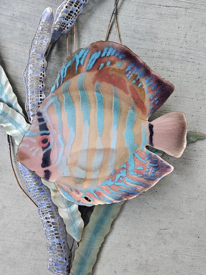 Juego 2 esculturas de pared grandes esmaltadas de bovano de Cheshire bajo el mar / peces Foto 4 de 4