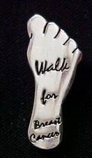 Walk for Breast Cancer Lapel Pin Relay Life Foot Tac Silver Plated Engraved New