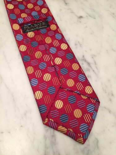 Jos A Bank Signature Collection Silk Tie Red Blue Yellow Geometric Circles L58 - Picture 8 of 11