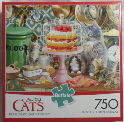 Buffalo 750 Piece Puzzle CATS PLEASE, PLEASE LEAVE THE LID OFF kittens counter