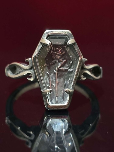 Coffin Rose Ring - Clear goth punk occult alternative