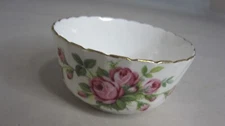 Adderly Fine Bone China Open Sugar Bowl Pink Roses Design England Scalloped Gold
