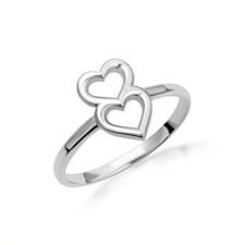 .925 Sterling Silver Double Heart Love Ring