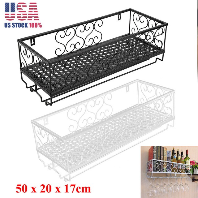 Wooden Wine Rack With Glass Holder Countertop Standing Kitchen