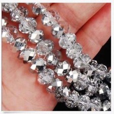 300pcs 3x4mm silvery Crystal Faceted Gems Rondelle Loose Beads AAA