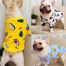 Dog Cute Print Flannel Hoodie Coat Winter Pet Clothes French Bulldog Sweatshirt  