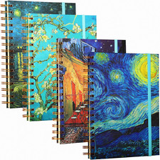 4 Pack A5 Van Gogh Notebooks Thick Superhard Cover Spiral Notebooks Hardcover...