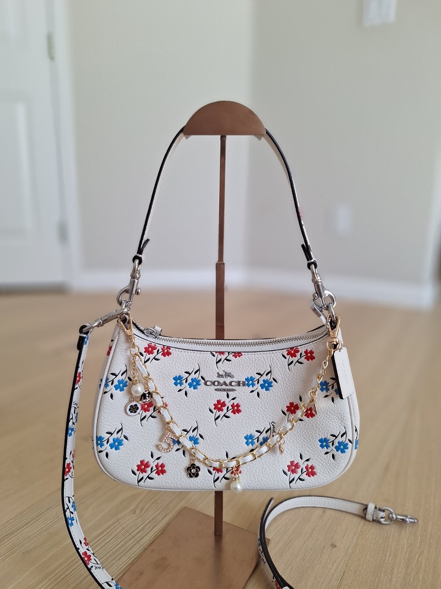 NWT Coach CT830 Teri Shoulder Bag Pebble Leather Floral Print
