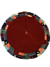Eddie Bauer Home Velveteen Christmas Tree Skirt Quilted Reversible Button EUC!