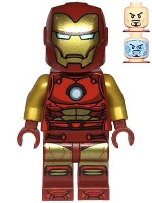 Lego Iron Man - Dark Red and Gold Armor, Round Arc Reactor, Pearl Gold Ar-sh0910