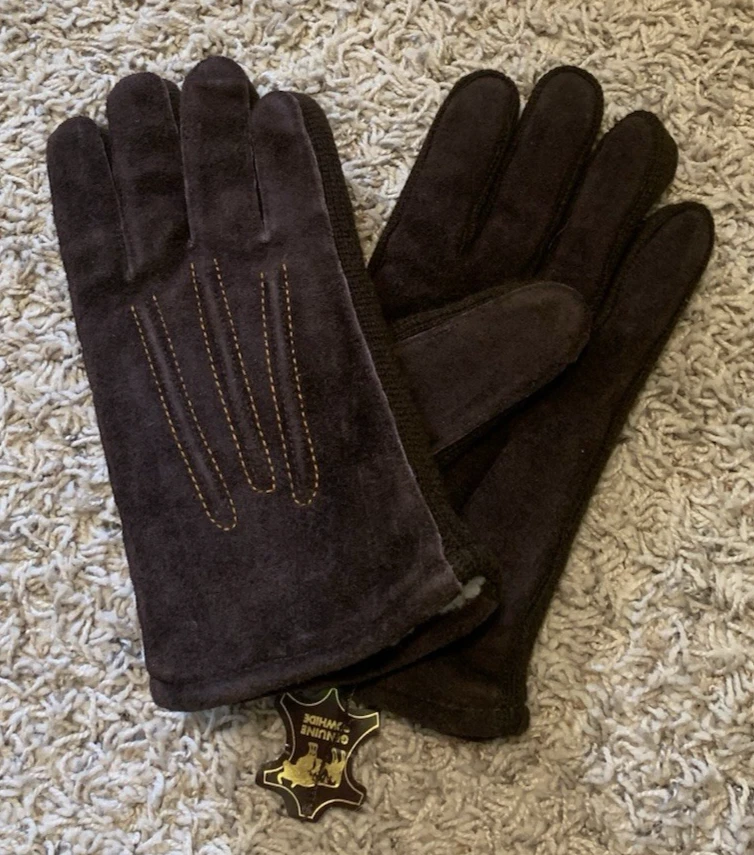 Genuine Leather Cowhide Gloves Lined Men’s Size L Brown Driving Winter