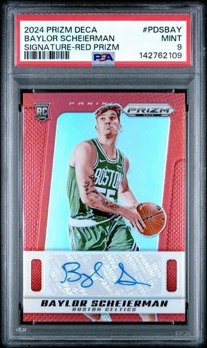 BAYLOR SCHEIERMAN 2024-25 PRIZM DECA ROOKIE SIGNATURE RED RC AUTO /99 PSA 9