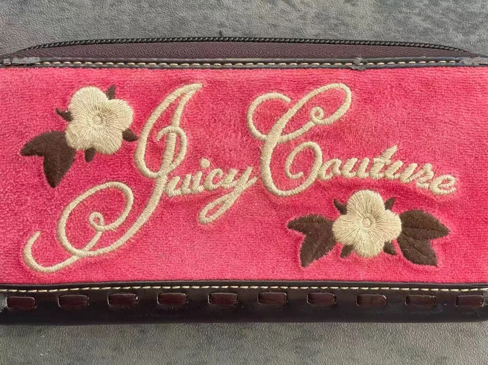 RARE! Juicy Couture Princess Velour Wallet Clutch Purse Pink Embroidered VTG Y2K - Image 2 of 4