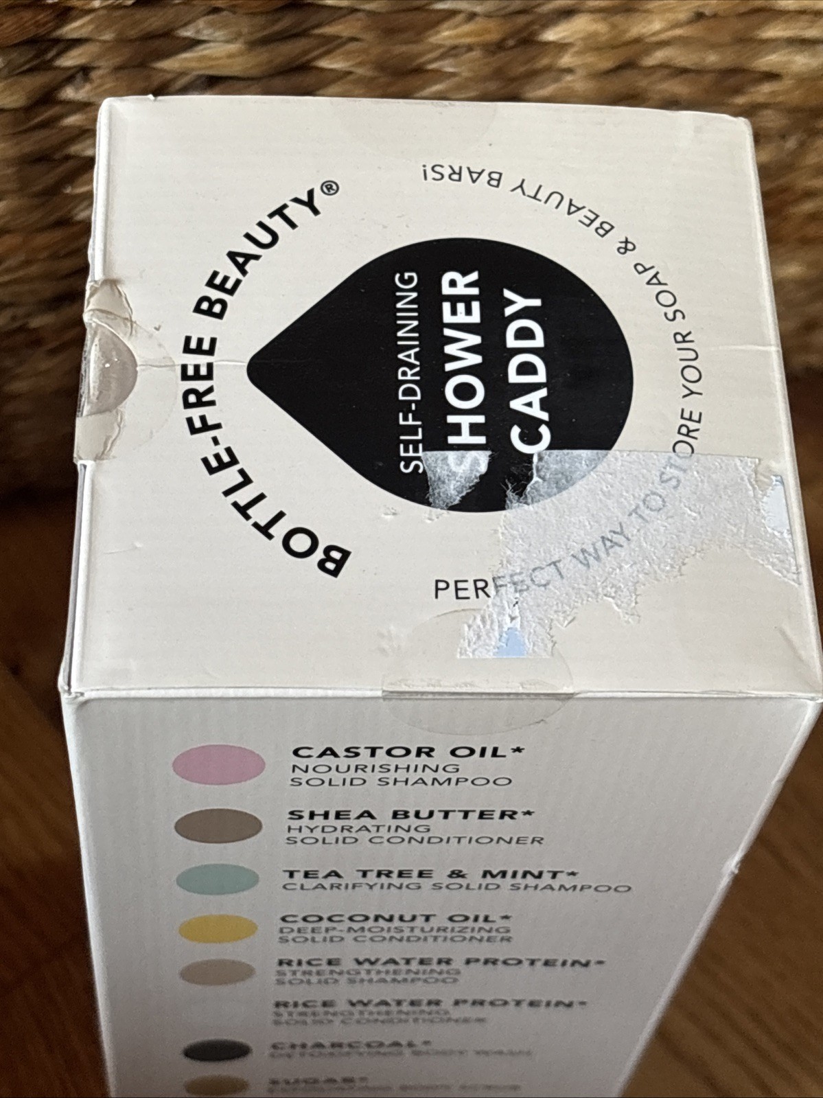 Kitsch Self Draining Shower Caddy w/ Suction Cup Rust Proof Bar Soap Holder New