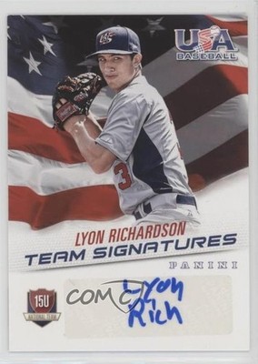 2015 Panini USA Baseball Signatures Blue Ink 81/299 Lyon Richardson #18 Auto w5b