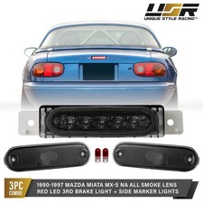 5pcs Combo Smoke Led 3rd Brake Bumper Side Marker Lights For 90-97 Mazda Miata