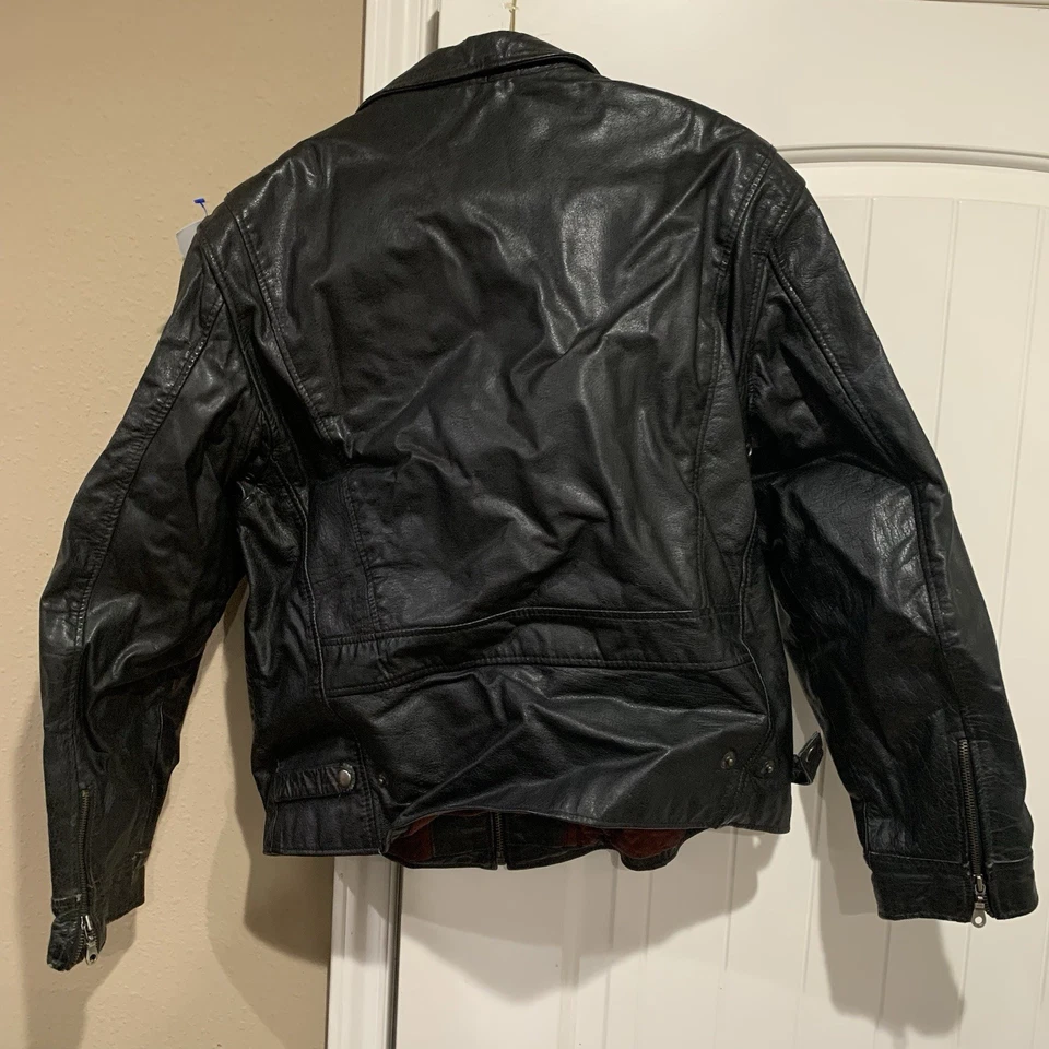 Chaqueta de bombardero de cuero negra Wilson’s para hombre talla grande forro aislante Foto 2 de 4