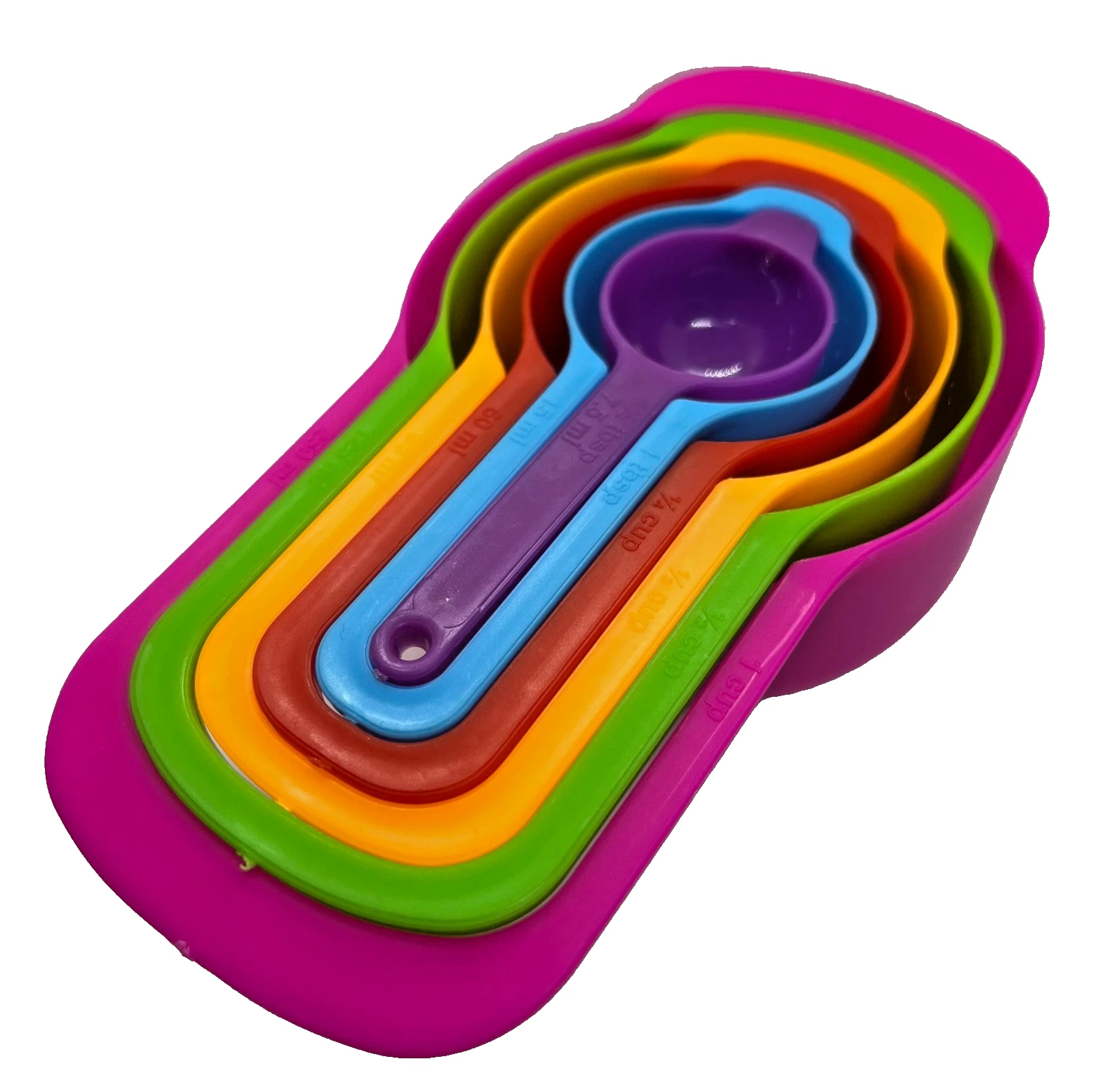 6 Pieces Colorful Measuring Cups and Spoons Set Stackable Cooking Tool Plastic