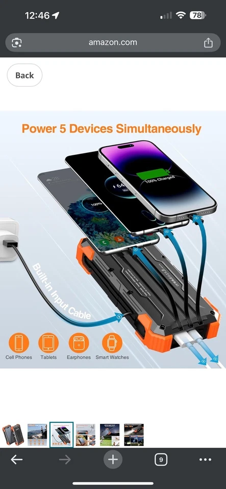 Solar Charger Power Bank 42800mAh  Large Capacity Power Bank 🔥🔥🔥 - Image 3 of 4