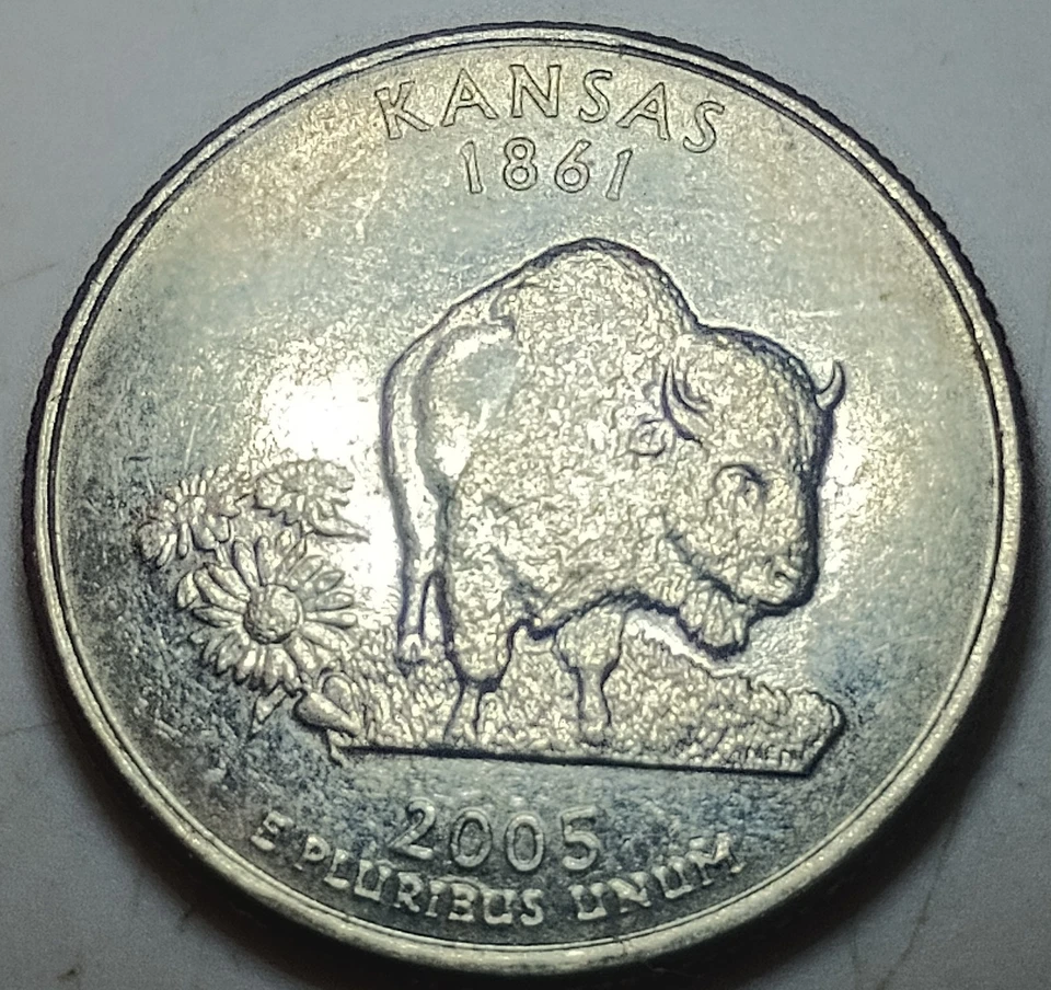 2005-P Kansas State Quarter With In D We Rust Grease Strike Through Error - Image 2 of 3