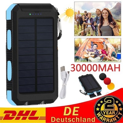 10000mAH Solarpanel Solarmodul PowerBank Handy USB Ladegerät Camping Wandern