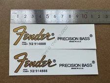 2Pcs FENDER PRECISION BASS Guitar Headstock Waterslide Stickers Decals