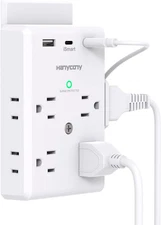 Multi Plug Outlet Extender with USB C Ports, HANYCONY 3 Sided Power Strip Surge 