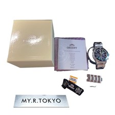  Near Mint ORIENT Mako RN-TX0204E Solar Chronograph Green Watch 42.8mm Sapphire