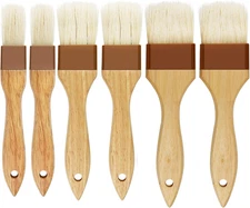 6 Pieces Pastry Brushes Basting Oil Brush with Boar Bristles and Beech Hardwood 