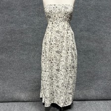ASTR The Label Dress Womens XS White Paisley Strapless Lace Up Maxi Sundress