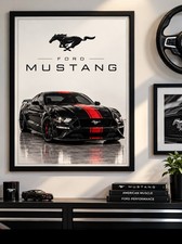 Ford Mustang Black & Red Sports Car Wall Art Print ? A4 ? Car Enthusiast Gift