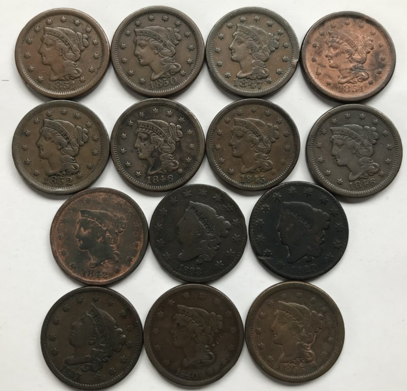 14 mixed date & grade Large Cents