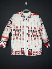 Aqua Pendleton Jacket Reversible White Red Brown Sherpa Size XS  Oversized 