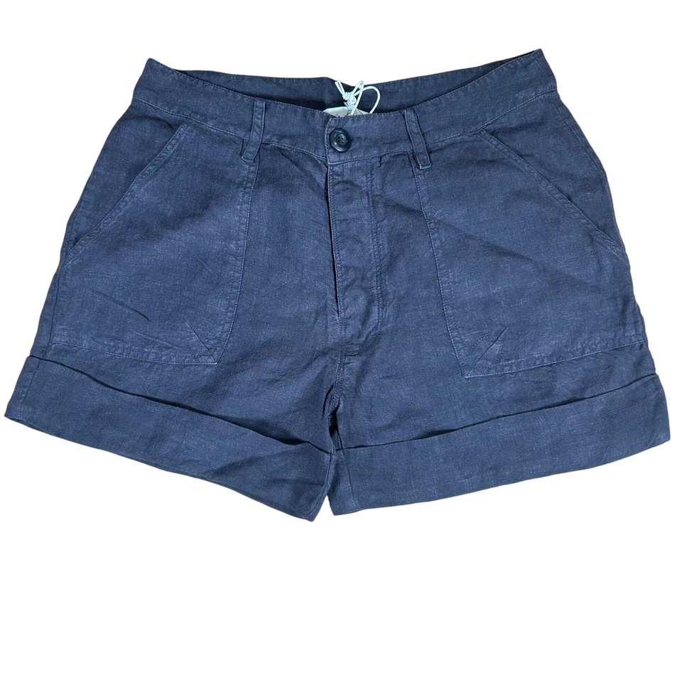 Pantalones Cortos FRAME Le Beau 100% Lino Para Mujer Talla XS Lavado Negro ¡Nuevos Con Etiquetas! Foto 2 de 4