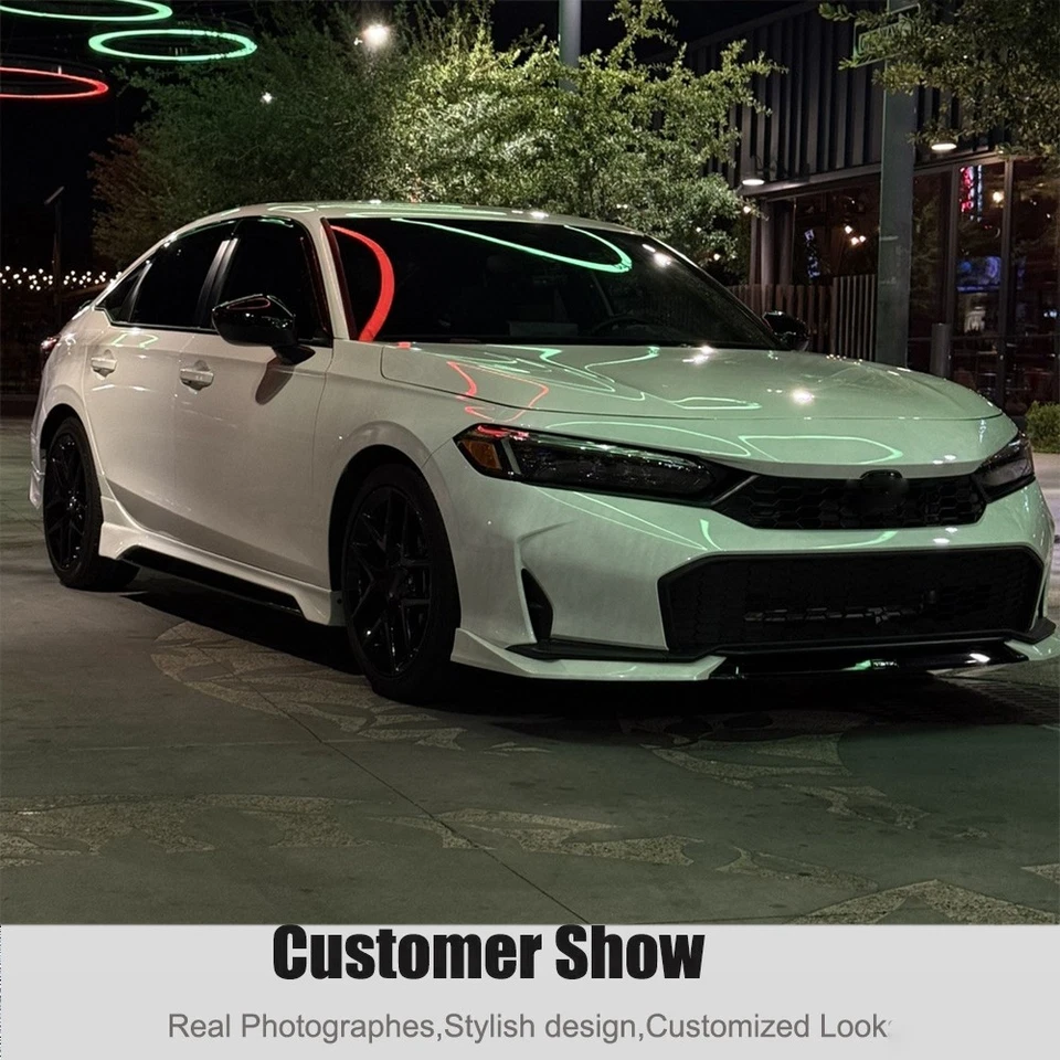 For Honda Civic 11th Gen 2022-25 Yofer White Pearl & Black Side Skirt Extensions - Image 2 of 4