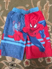 Boys Sz 5 Spiderman Lined Swimtrunks NICE!!