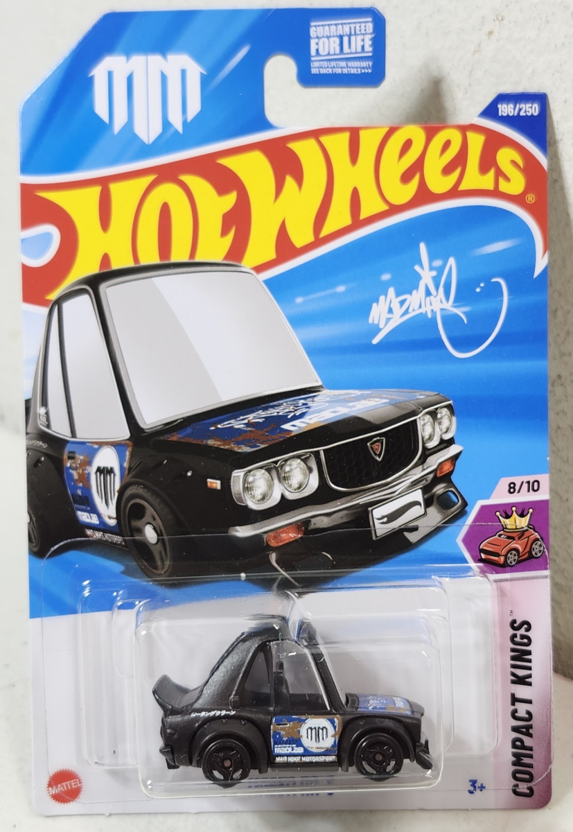2025 Hot Wheels Compact Kings Mad Mike Mazda RX-3 Tooned Black Car