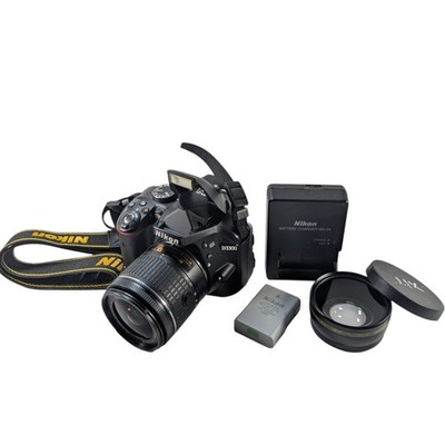 Nikon D3300 DSLR w 18-55mm VR Lens w Strap, OEM Charger, Wide Angle, Low SC 