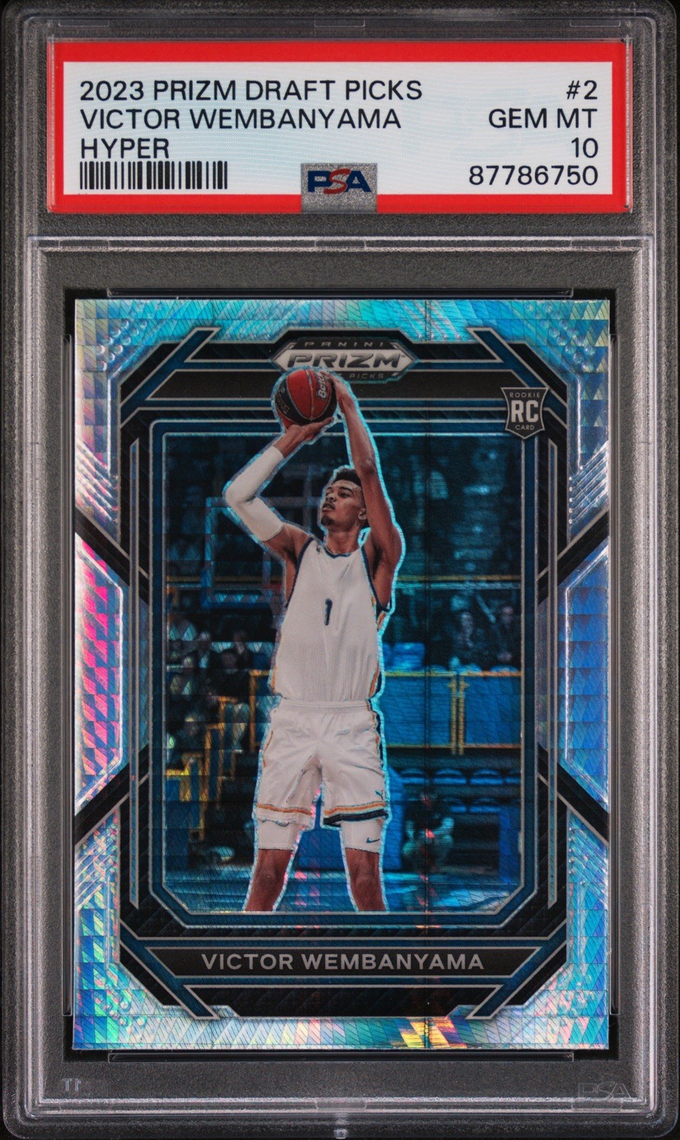 2023 Panini Prizm Draft Picks Victor Wembanyama Hyper #2 RC Spurs PSA 10 GEM MT