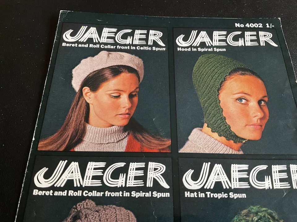 VINTAGE JAEGER 4002 KNITTING PATTERN - COSY HEADWARMERS BERETS BIBS HELMET & HAT - Image 2 of 3
