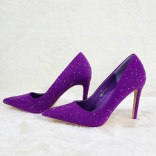 Shock Purple High Heel Stiletto Pumps Rhinestone Evening Party Shoes