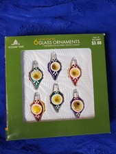 Holiday Time 6 Handcrafted Glass Christmas Tree Ornaments