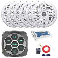 Metra Bluetooth and Boat Controller, 6x 5.25" 180W Speakers, 6CH Amplifier, Kit