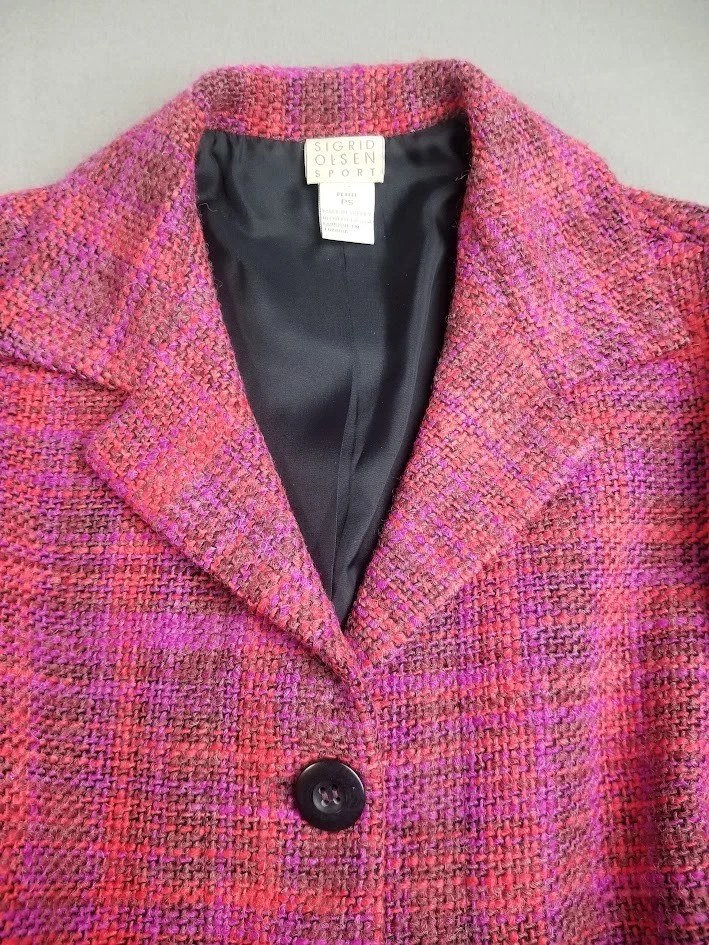 Blazer Chaqueta Informal Sigrid Olsen Mujer Pequeña Rosa Tweed De Colección Mezcla de Lana Foto 3 de 4