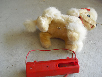 Vintage 1960s Japan Battery Operated Walking Poodle Dog Toy w