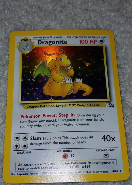 Pokemon Misprint Card Error Zapdos 15 62 Fossil Set Ultra Rare