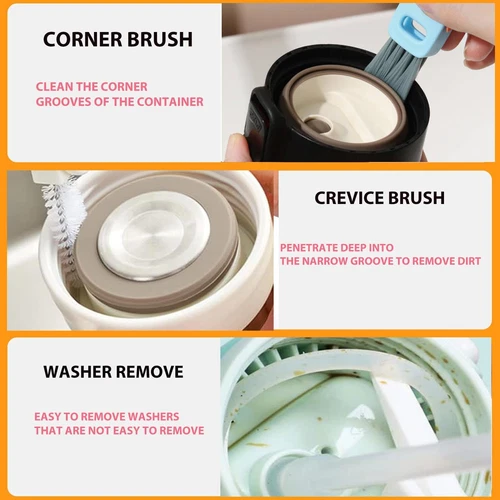 3X 3in1 Tiny Bottle Cup Lid Detail Brush Multi-Functional Crevice Cleaning Tool - Picture 11 of 15