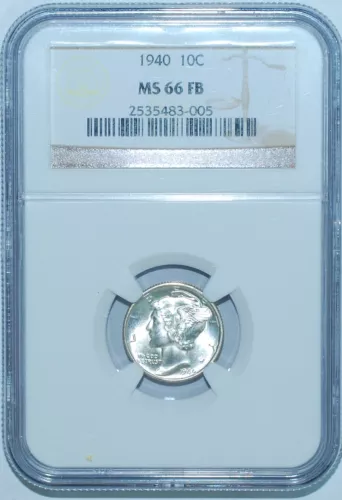 1940 P NGC MS66FB Full Bands Mercury Dime